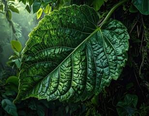 Lush Green Leaf in a Tropical Forest Setting 1.