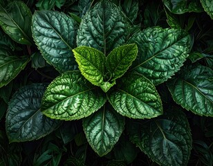 Lush Green Leaves A CloseUp of Vibrant Plant Life 1.