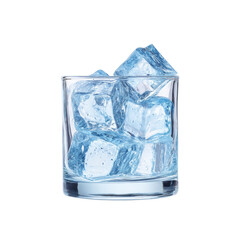 Refreshing Glass of Chilled Water with Ice Cubes Isolated on a White Background for Beverage Concept