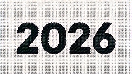 Futuristic 2026 number design on textured background