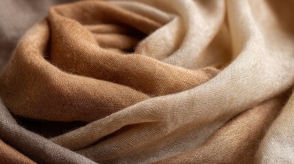 Abstract Rosette of Swirling Silk in Warm, Muted Earth Tones.