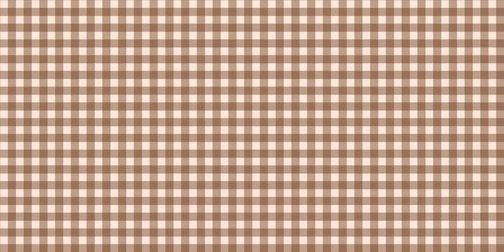 Brown and white checkered gingham pattern. Autumn plaid pattern background. Tartan brown maple fall themed design. Perfect for tablecloth, fabric, picnic design, and rustic background style.