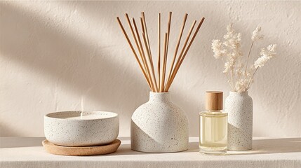 Cream And Beige Home Fragrance Diffuser Set