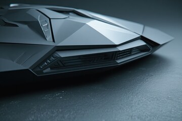 Futuristic Gray Car Design Close Up