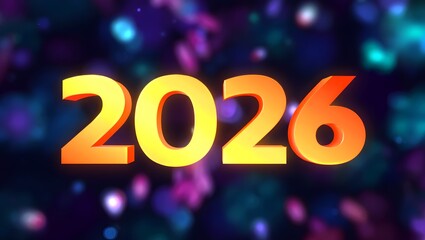 Colorful 2026 new year celebration with glitter background
