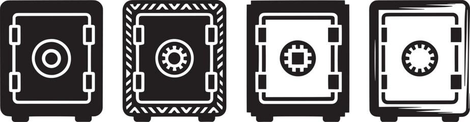 Safe box security icon set