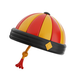 Colorful Striped Traditional Oriental Cap Rendered Against Transparent Background in 3D Illustration