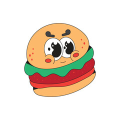 Cute burger mascot logo kawaii character cartoon icon illustration