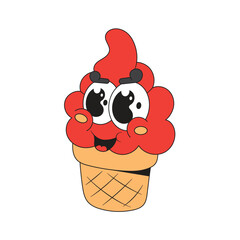 Cute ice cream mascot logo kawaii character cartoon icon illustration