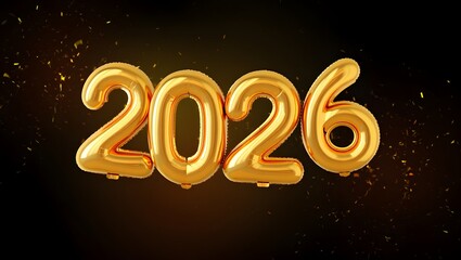 Golden 2026 balloons for new year celebration background