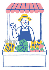 Man selling vegetables at the market_color