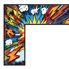 Obraz premium Comic book style frame with explosions and lightning