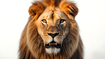 Fototapeta premium Majestic Male Lion Portrait with Shaggy Golden Mane and Intense Gaze