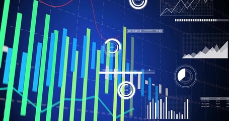 As timeline slider moves, bar chart growing, gauges spinning and charts updating, visualizing data - Powered by Adobe