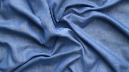 Light blue linen fabric with soft ripples and textile texture background