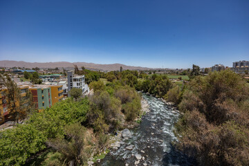 Photographs of the Arequipa viewpoint, mountains in the White City of Peru, panoramic view of the Misti and Chachani volcanoes, perfect for postcards.