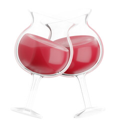 Elegant Pair of Wine Glasses Clinking Together with Red Wine on Transparent Background