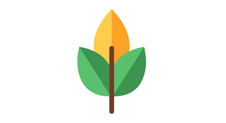 Obraz premium Illustration of a corn stalk with a golden cob and green leaves on a white background.