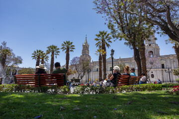 Photographs of the iconic streets of Arequipa, and the streets of Peru's White City, a vacation destination with stunning views of volcanoes and Andean snow-capped mountains.