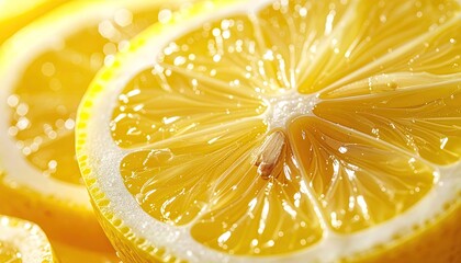 Macro Shot of Sliced Yellow Lemons with Textured Surface and Bright Studio Lighting for Refreshing Concept