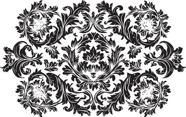 Fototapeta premium Adobe Illustrator AElegant Black and White Vintage Floral Ornament Vector – Baroque Rococo Decorative Pattern with Flourishes and Symmetry for Luxury Designrtwork