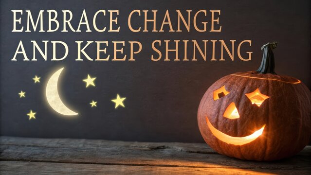 Glowing carved pumpkin with a smiling face on a dark night