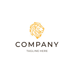 Line art lion logo design. simple animal icon illustration vector