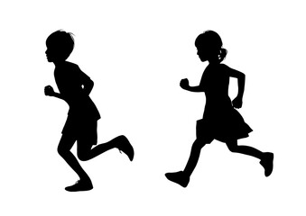 走る二人の子供男女イラスト