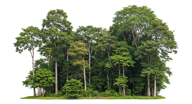 Lush Green Forest Cluster. Isolated on transparent background, png