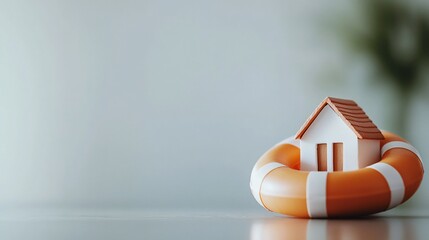 Home protection, lifebuoy, safety, security, indoors, blurred background, insurance concept