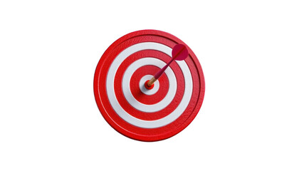 Close-up of a red and white concentric with a dart hitting the bullseye symbolizing precision accuracy and goal achievement concept