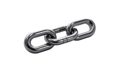 Obraz premium Close-up of a shiny metallic chain link isolated on a white background for industrial security or connection symbolism