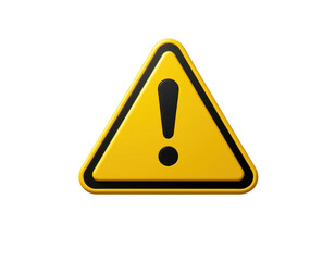 Warning sign icon with yellow triangle and black exclamation mark symbol for caution hazard alert safety reminder or warning instruction