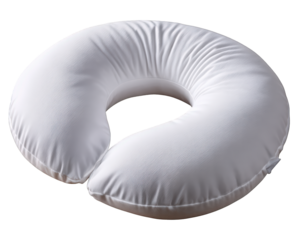 White nursing pillow, soft baby accessory, crescent shape, comfortable support for newborn feeding, plush cushion, essential for infant care, cozy and practical design