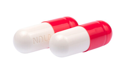  Two Pharmaceutical Pills Side by Side in Distinct Designs isolated on transparent background.
