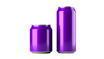Two Purple Energy Drinks Bundle with Different Can Designs isolated on transparent background.