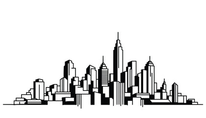 Obraz premium Cityscape silhouette black white vector