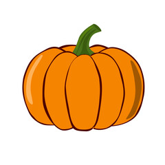 Pumpkin in Flat Style for Thanksgiving and Autumn Harvest