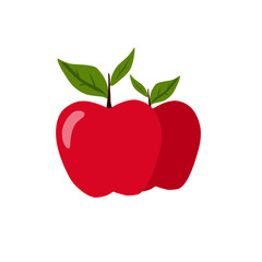 Red Apples in Flat Style for Thanksgiving Harvest Fruit Illustration