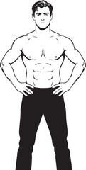 Fototapeta premium Muscular Man Silhouette Standing Confidently Hands On Hips Transparent