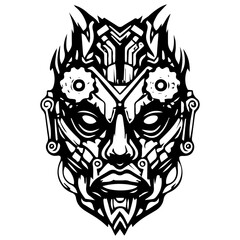 Tribal Mask Vector Design - Abstract Ethnic Face Illustration