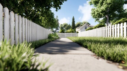 Walkway to house, garden, sunny day