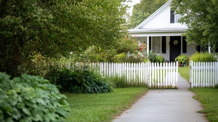 White farmhouse garden path