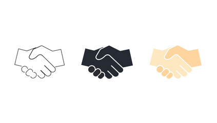 Vector art of handshake illustration set featuring outline, silhouette, and color style