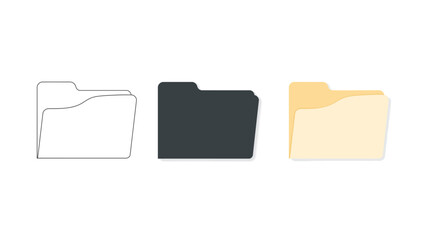Vector art of three folder icons in different styles for document