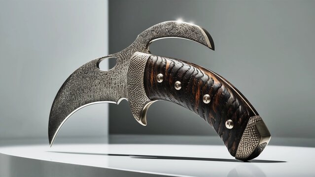 custom folding karambit knife with damascus steel blade