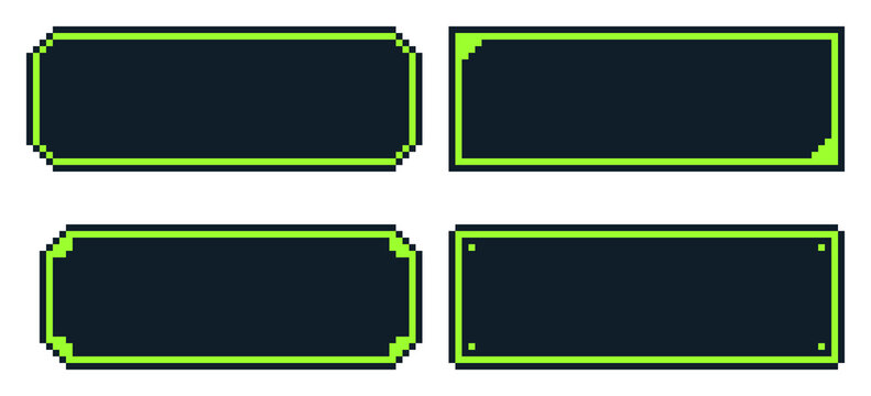 8-bit pixel art neon green game dialogue ui