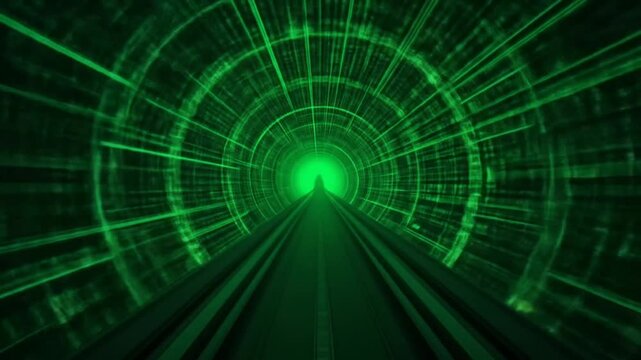 Digital binary code matrix cracked futuristic green tunnel digital binary code matrix hacking 01 background. 4k video