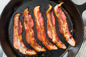 Greasy Cooked Thick Cut Bacon
