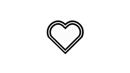 Fototapeta premium A stark, white heart with black outline on a black background. Minimalist design